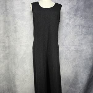 Toad&Co Dress Womens Large Black Samba Paseo Midi Tank Travel Pockets Casual